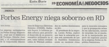 Listín Diario - 06092013 - Forbes Energy niega soborno Wikileaks Felucho